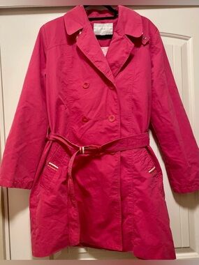 TCM Hot Pink Double-Breasted Trench Coat with Belt